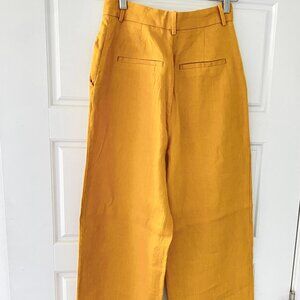 NWOT Zara 100% linen yellow pants/trousers